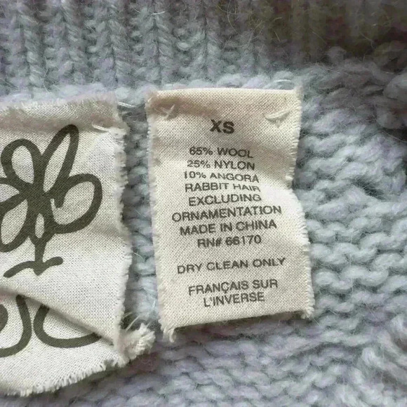 Field Flower Anthropologie XS Blue Knit 3D Starflower Angora Wool Cardigan - Picture 10 of 10